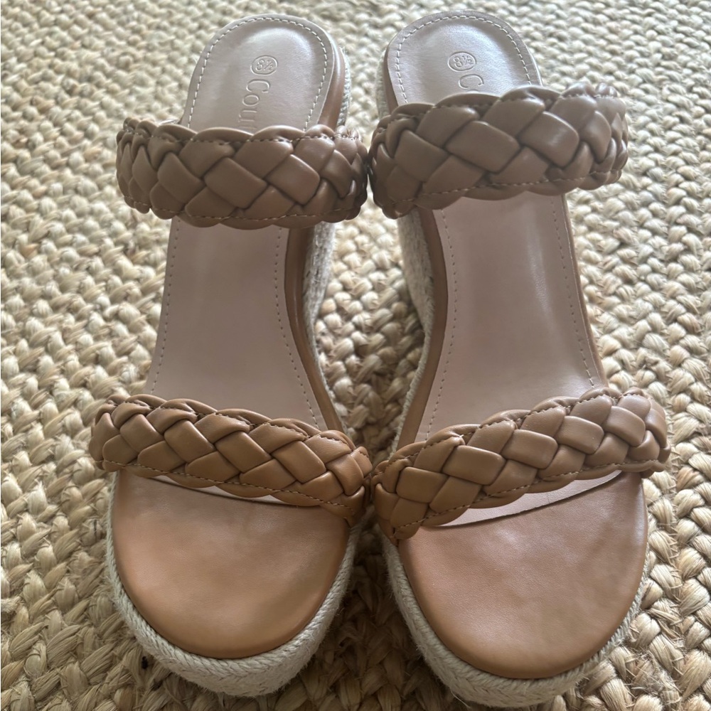 Tan Espadrille Shoes with Braided Design